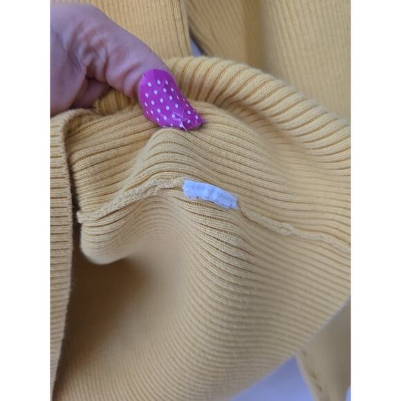 Vintage Y2K Tommy Hilfiger Yellow Turtleneck Preppy Sweater Womans Size Medium - Picture 5 of 5